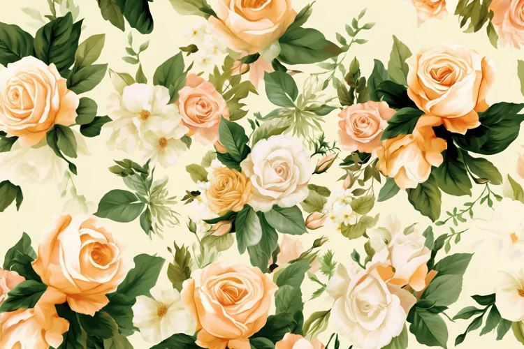 Watercolor floral border wreath with green leaves background