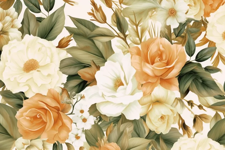 Watercolor floral border wreath with green leaves background
