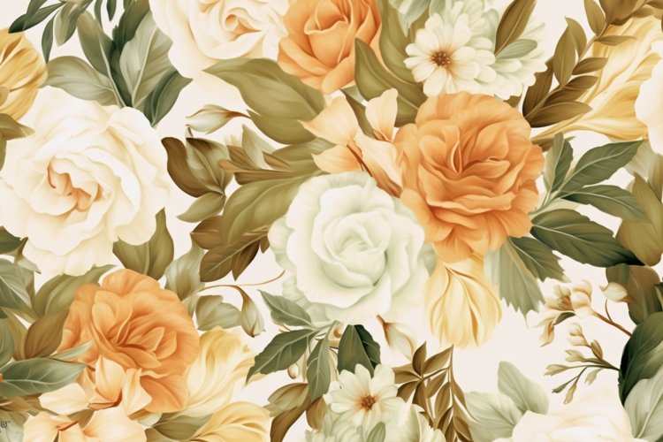 Watercolor floral border wreath with green leaves background
