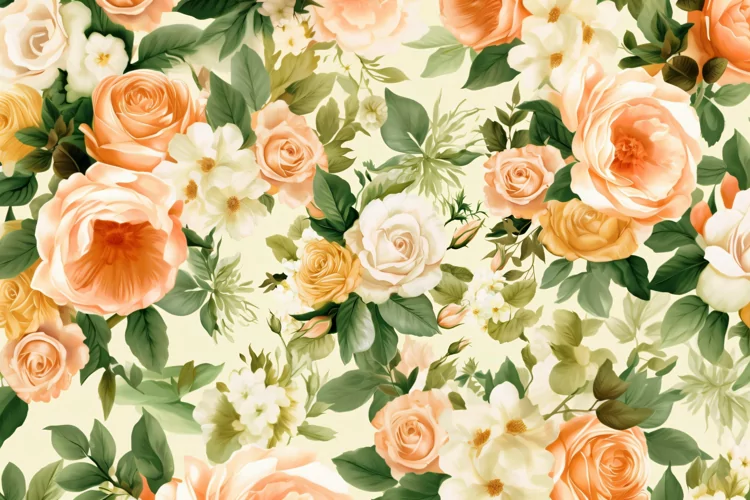 Watercolor floral border wreath with green leaves background