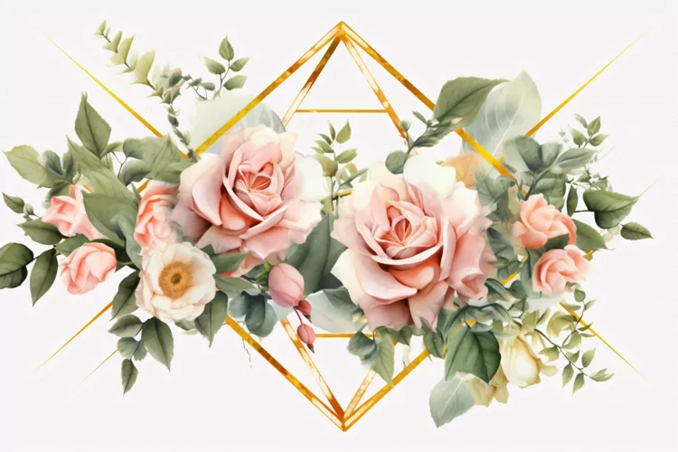 Watercolor Floral with Green Leaves