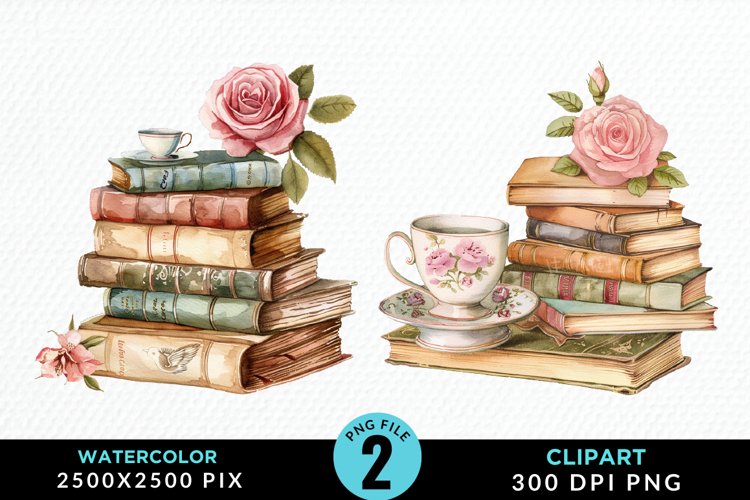Watercolor Book Clipart Image 3