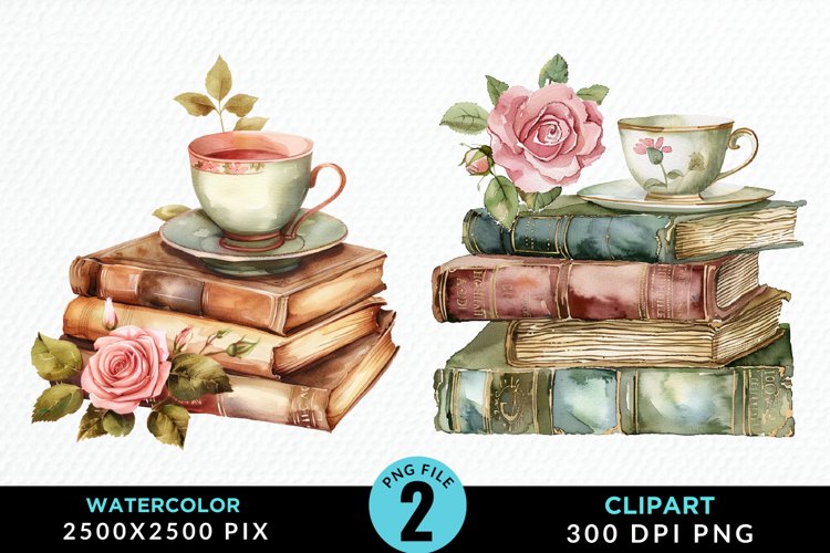 Watercolor Book Clipart Image 7