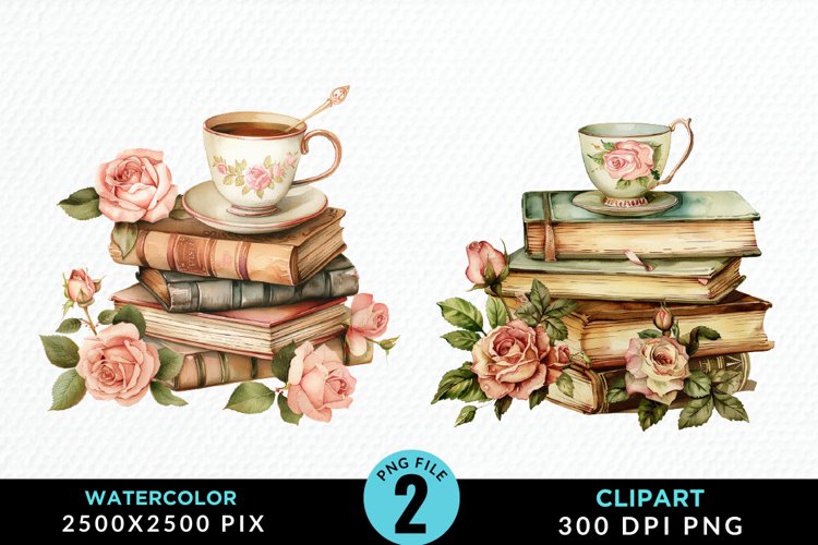Watercolor Book Clipart Image 10