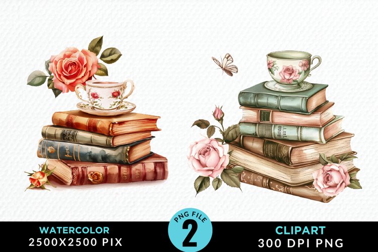 Watercolor Book Clipart Image 8