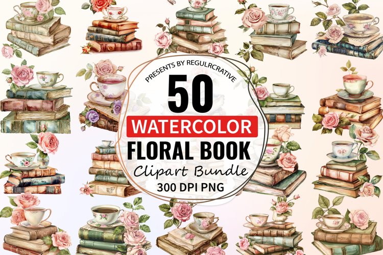 Watercolor Book Clipart Image 15