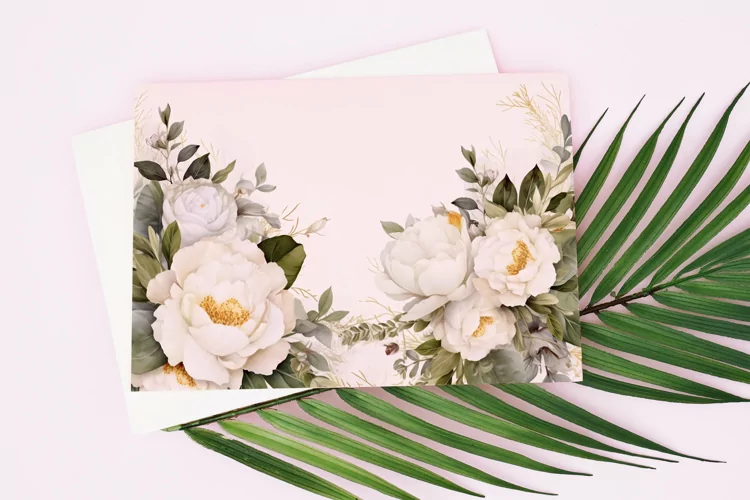 Watercolor Floral Border for wedding invitations