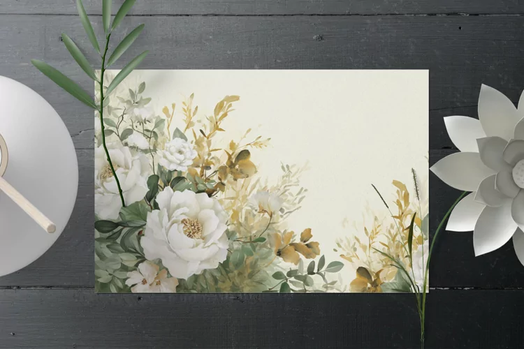 Watercolor Floral Border, Wedding card illustration