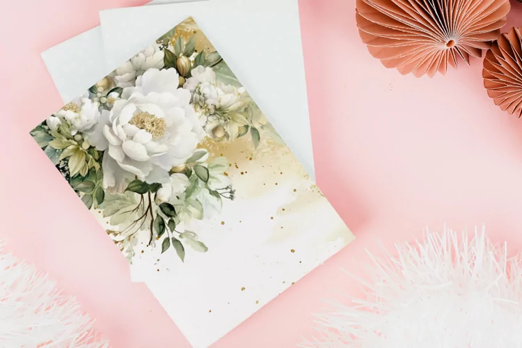 Watercolor Floral Border for wedding invitations