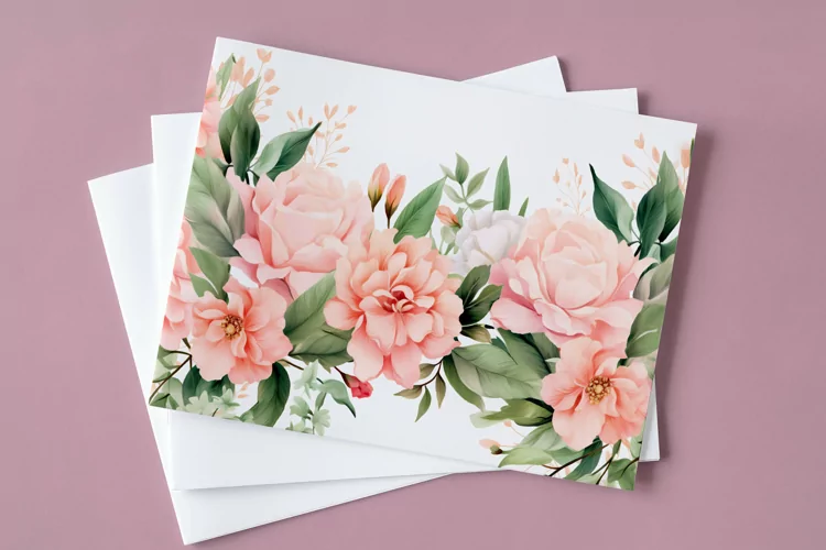 Watercolor Floral Border, Wedding card illustration