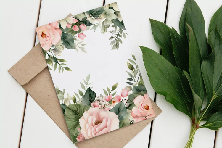 Watercolor Floral Border for wedding invitations