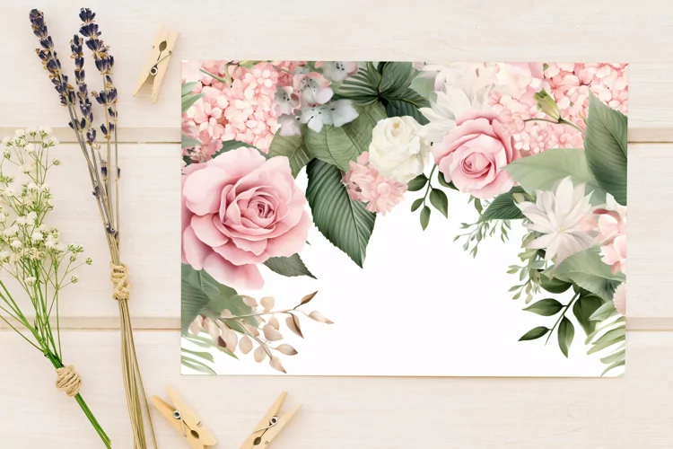 Watercolor Floral Border for wedding invitations