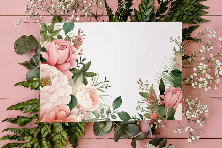 Watercolor Floral Border, Wedding card illustration