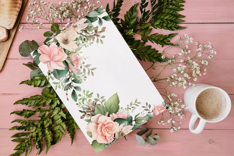 Watercolor Floral Border for wedding invitations