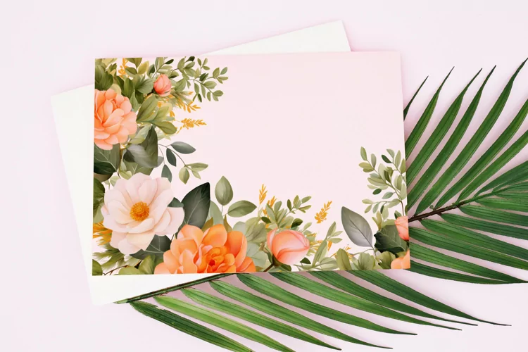 Watercolor Floral Border for wedding invitations