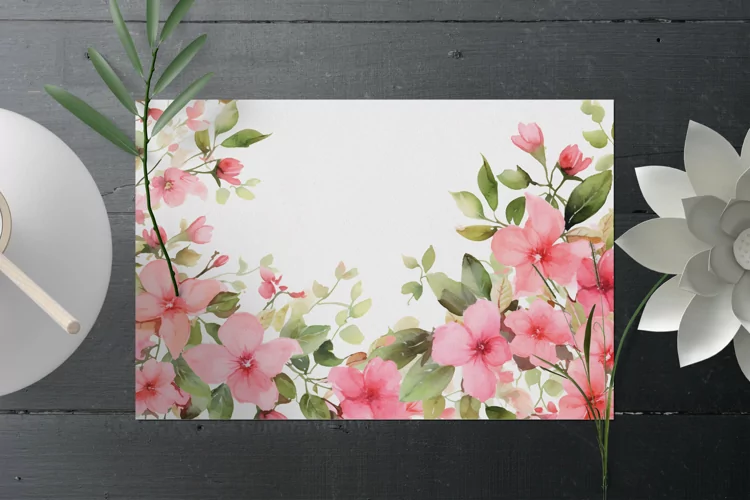 Watercolor Floral Border, Wedding card illustration