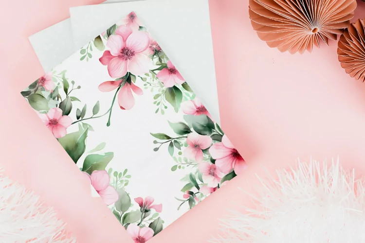 Watercolor Floral Border for wedding invitations