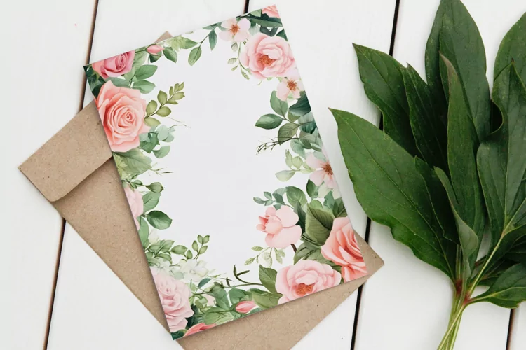Watercolor Floral Border for wedding invitations
