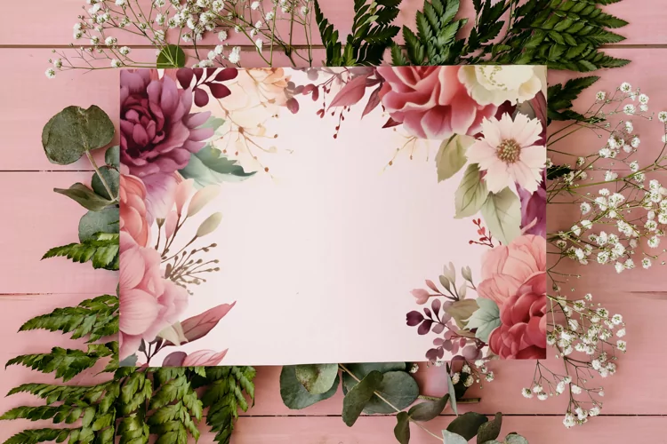Watercolor Floral Border, Wedding card illustration