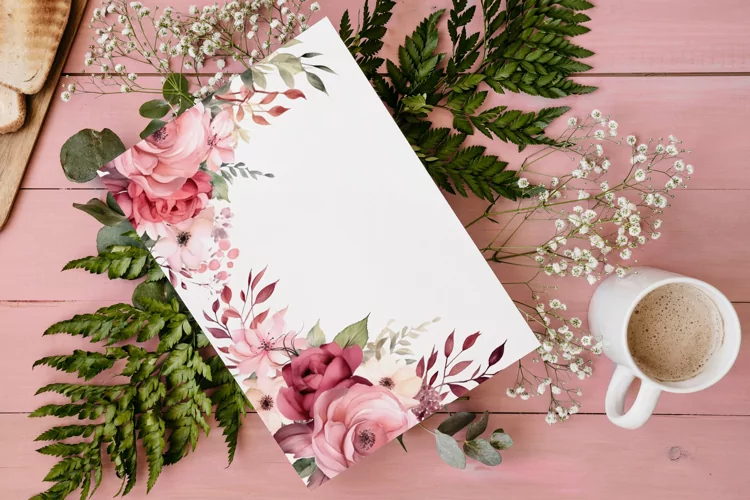 Watercolor Floral Border for wedding invitations