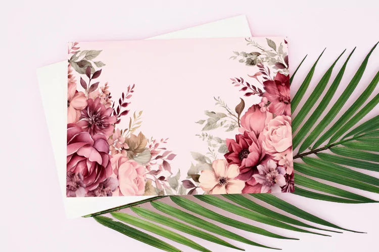 Watercolor Floral Border for wedding invitations