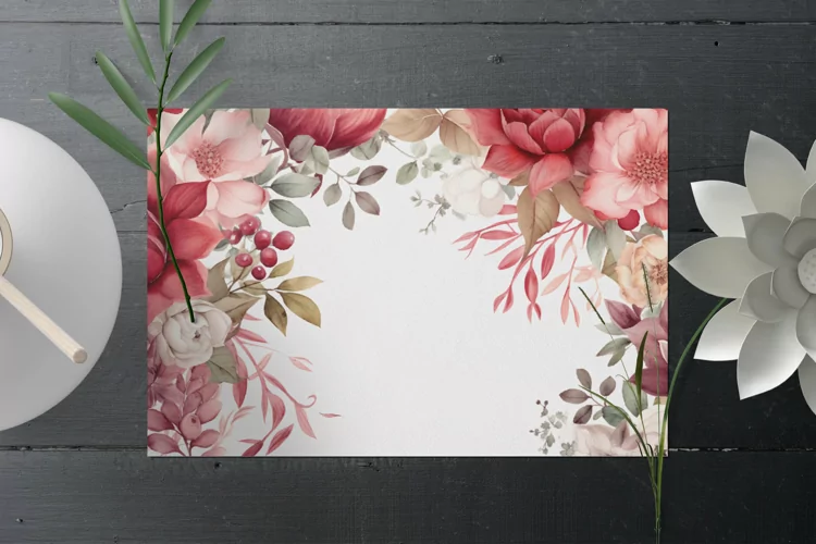 Watercolor Floral Border, Wedding card illustration