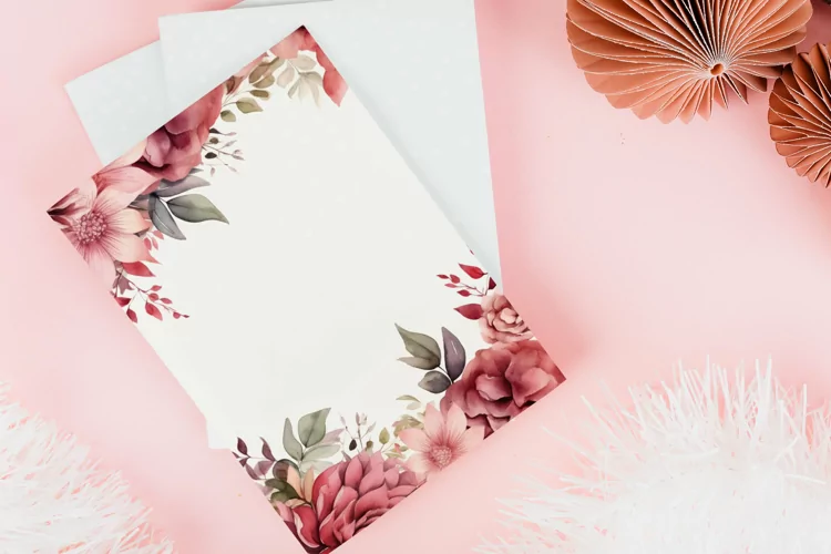 Watercolor Floral Border for wedding invitations