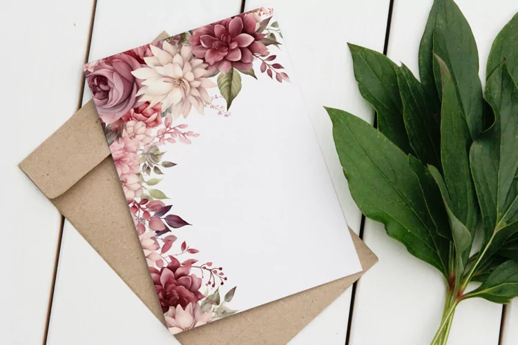 Watercolor Floral Border for wedding invitations