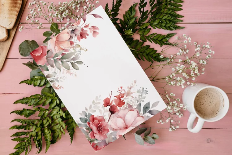 Watercolor Floral Border for wedding invitations