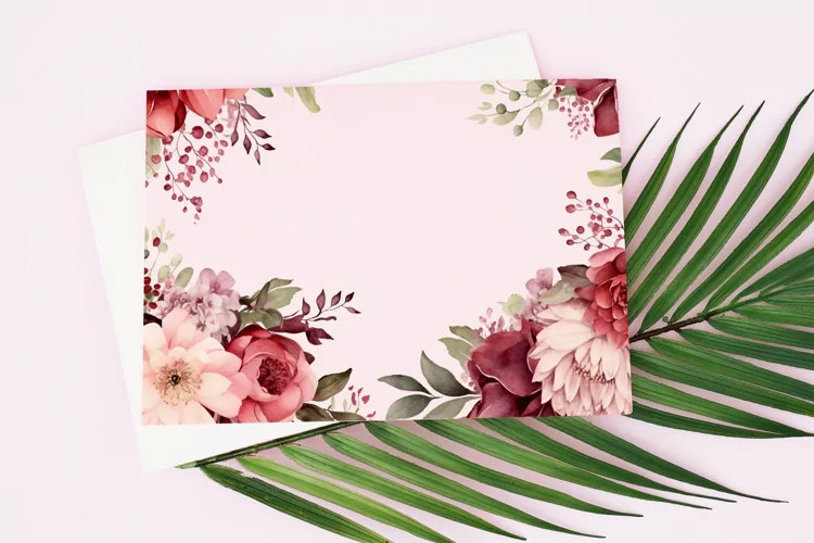 Watercolor Floral Border for wedding invitations