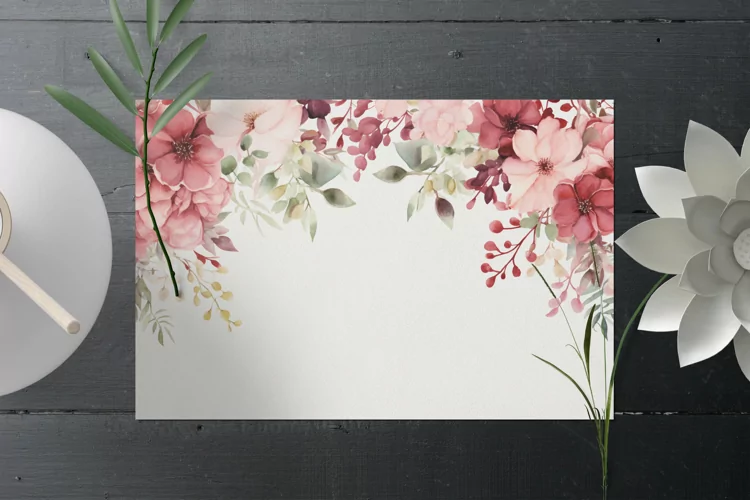 Watercolor Floral Border, Wedding card illustration