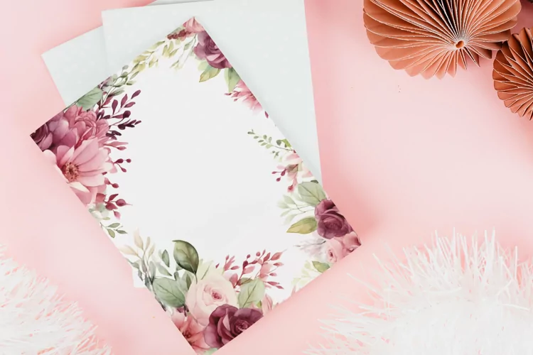 Watercolor Floral Border for wedding invitations