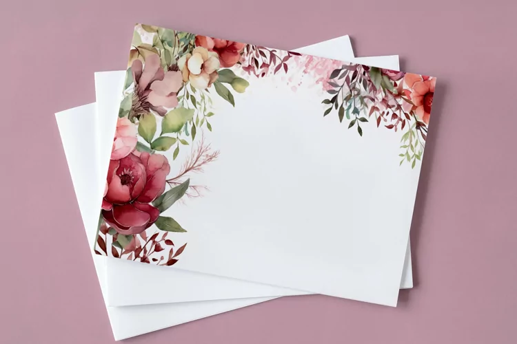 Watercolor Floral Border, Wedding card illustration