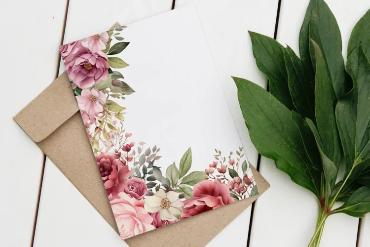 Watercolor Floral Border for wedding invitations