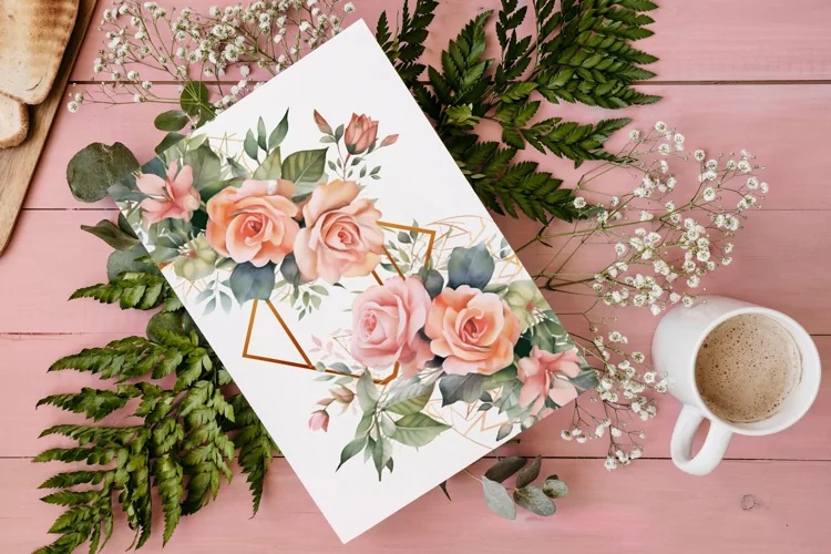 Watercolor Floral Border for wedding invitations