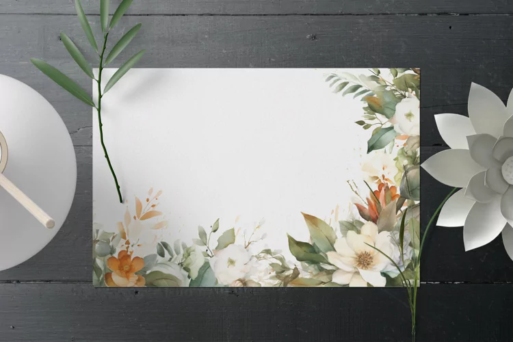 Watercolor Floral Border, Wedding card illustration