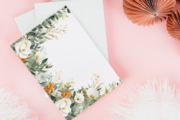 Watercolor Floral Border for wedding invitations