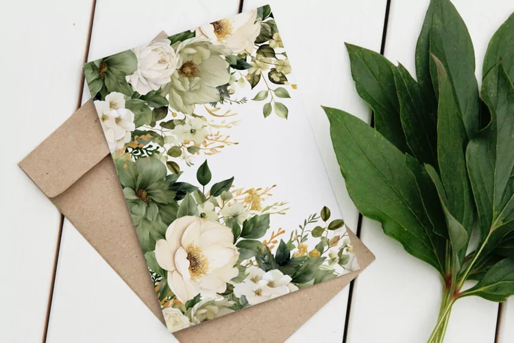 Watercolor Floral Border for wedding invitations