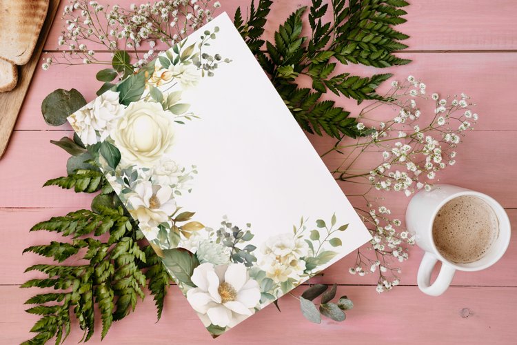 Watercolor Floral Border for wedding invitations
