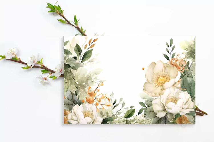 Watercolor Floral Border, Wedding card illustration