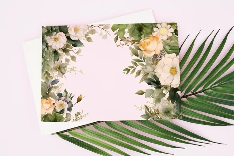 Watercolor Floral Border for wedding invitations