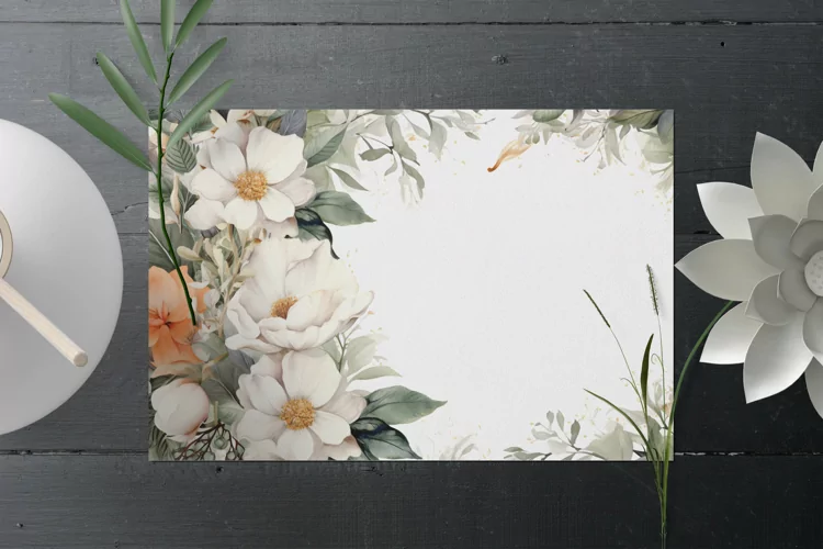 Watercolor Floral Border, Wedding card illustration