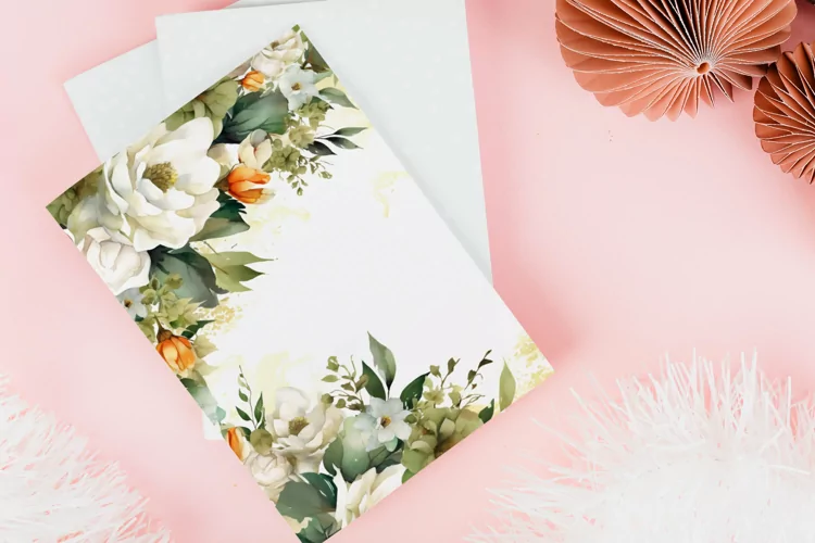 Watercolor Floral Border for wedding invitations