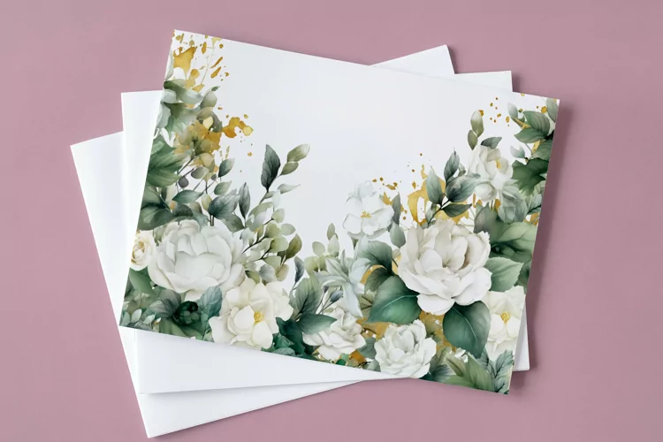 Watercolor Floral Border, Wedding card illustration