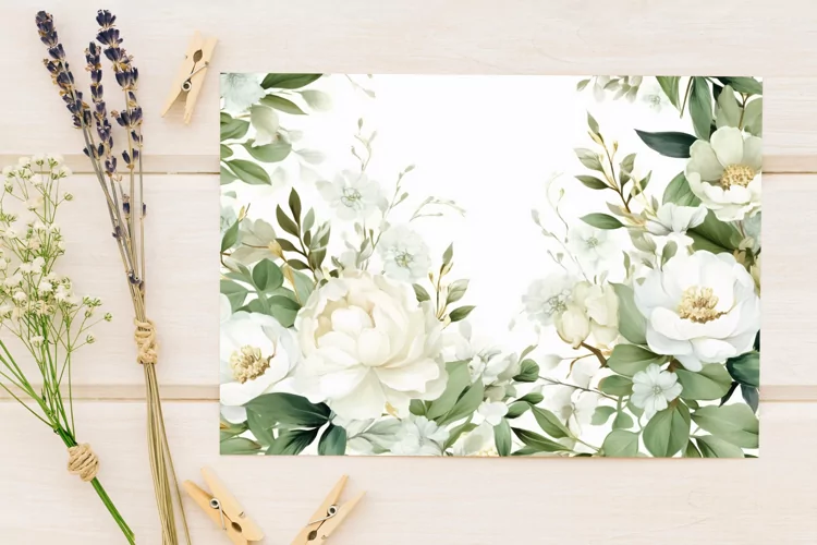 Watercolor Floral Border for wedding invitations