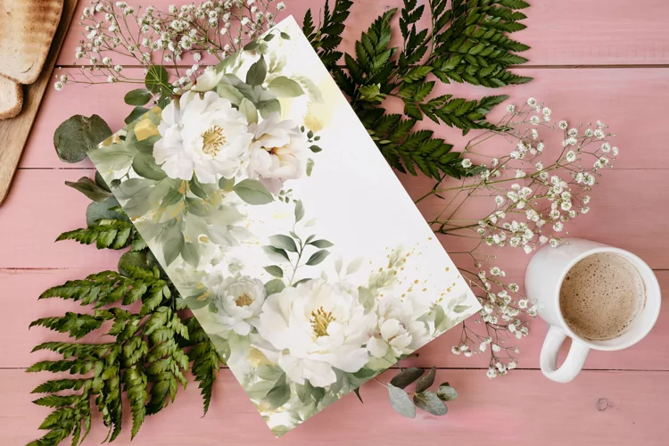 Watercolor Floral Border for wedding invitations