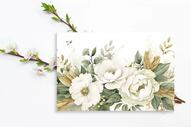 Watercolor Floral Border, Wedding card illustration