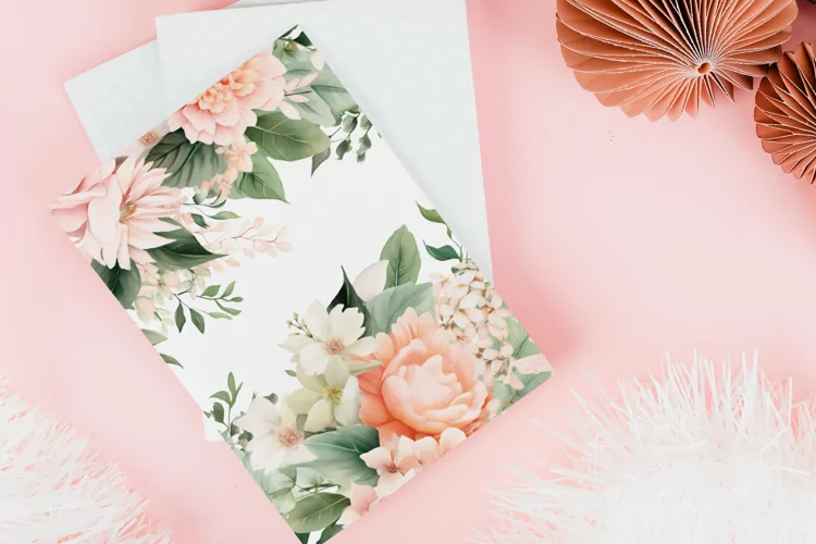 Watercolor Floral Border for wedding invitations