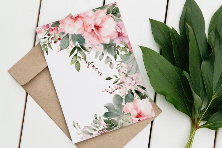 Watercolor Floral Border for wedding invitations