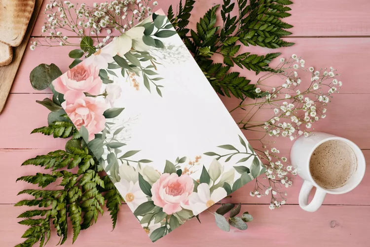 Watercolor Floral Border for wedding invitations